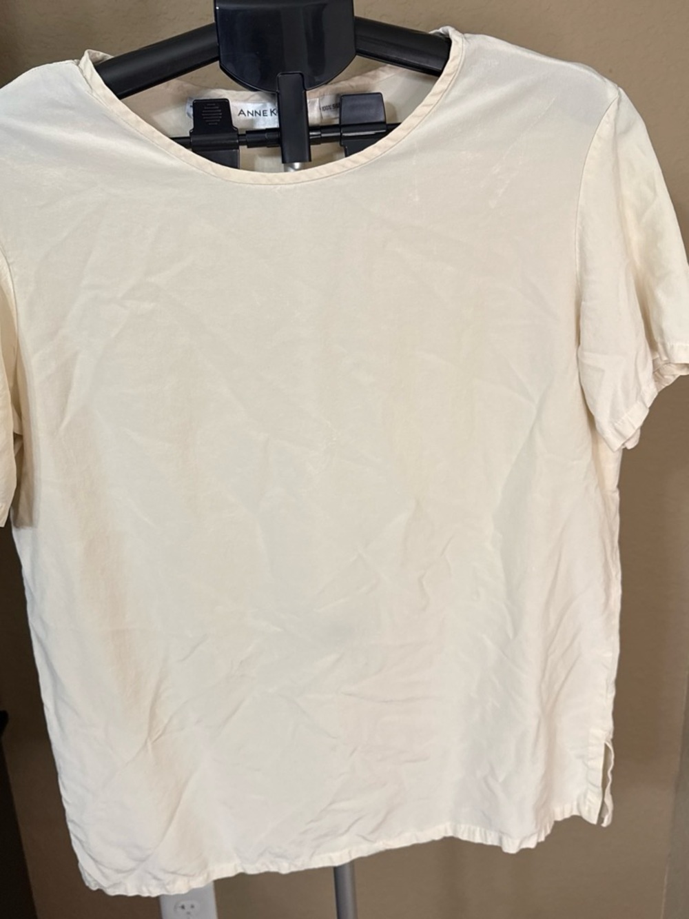 Anne Klein Cream Short Sleeve Round Neck Tee